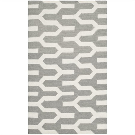 Safavieh 2 Ft. -6 In. X 4 Ft. Runner Contemporary Dhurries- Silver And Ivory- Flatweave Rug DHU630A-24